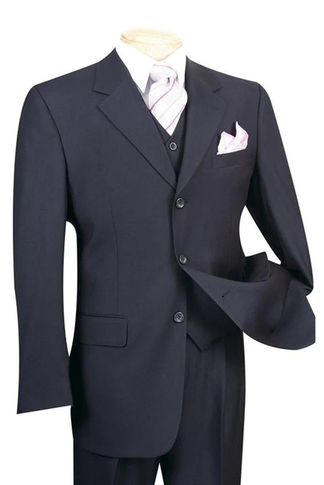 Fortino Landi Men's Navy Classic Fit Vested Basic Suit - USA Men's Outlet