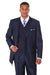 "Fortino Landi Men's Navy Sharkskin 3-Btn Vest Suit with Wide Peak Lapel" - USA Men's Outlet