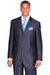 Fortino Landi: Men's Navy Sharkskin Suit w/ Pinstripe + Peak Lapel - USA Men's Outlet