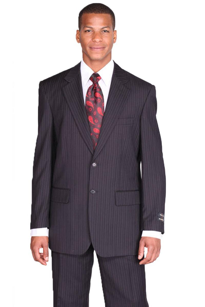 "Fortino Landi Men's Pinstripe Suit: Modern Fit, 2-Btn, Gray" - USA Men's Outlet