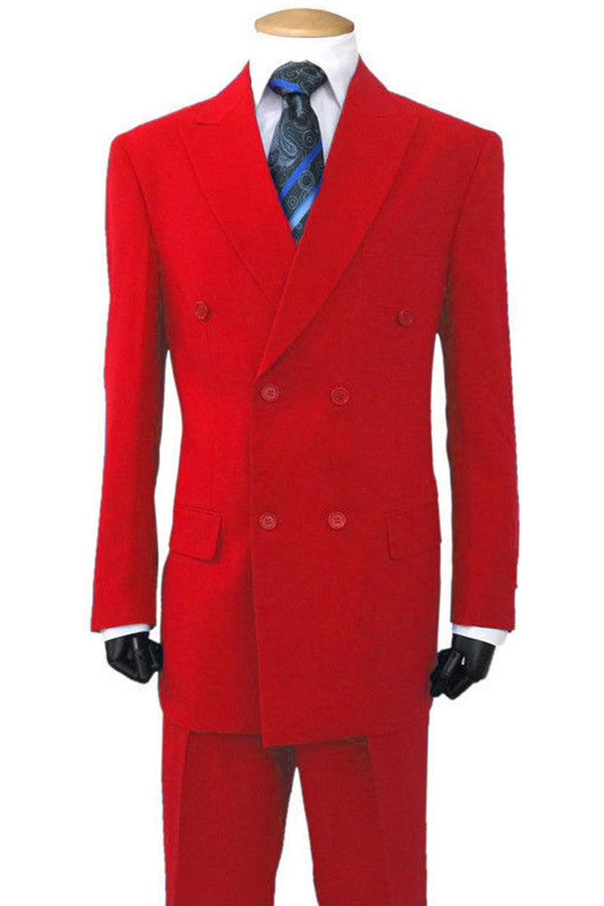 Fortino Landi Men's Red Classic-Fit Double Breasted Poplin Suit - USA Men's Outlet