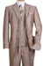 Fortino Landi Men's Tan Textured Sharkskin 3 Button Vested Church Suit - USA Men's Outlet