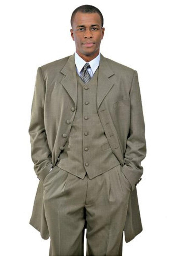 Fortino Landi Men's Taupe Long Vested Zoot Suit | Sleek Fashion - USA Men's Outlet