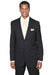 Fortino Landi Men's Traditional Two-Button Modern Fit Pinstripe Suit in Black - USA Men's Outlet