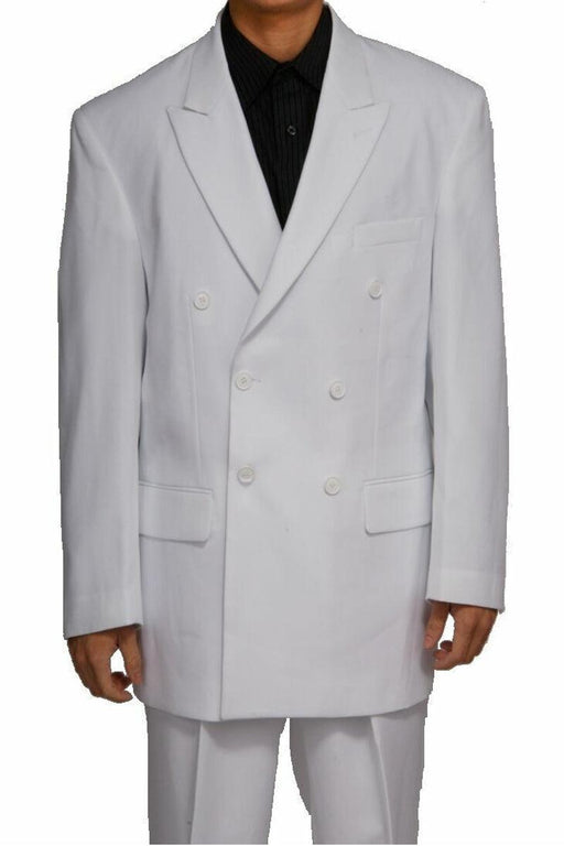 "Fortino Landi Men's White Poplin Double-Breasted Classic Suit" - USA Men's Outlet