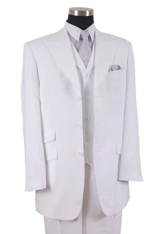 Fortino Landi Men's White Vested Fashion Suit w/Wide Peak Lapel - USA Men's Outlet