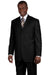 Fortino Landi Men's Wool 3-Button Classic Business Suit - Black - USA Men's Outlet