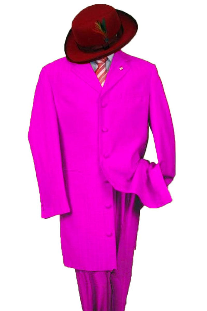 "Fortino Landi Mens 2PC Long Zoot Suit: Luxurious Pink Style" - USA Men's Outlet