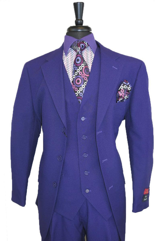 Fortino Landi Mens 3-Btn Vested Suit: Classic Fit, Purple - USA Men's Outlet