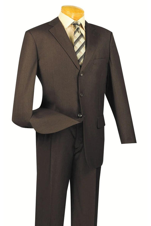 "Fortino Landi Mens 3-Button Brown Suit - Classic Regular Fit" - USA Men's Outlet