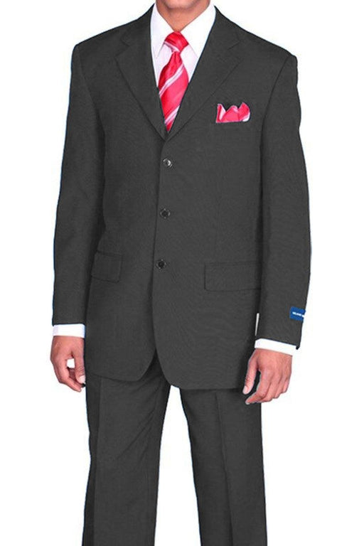 Fortino Landi Mens 3-Button Classic Fit Poplin Suit, Black - USA Men's Outlet