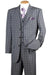 Fortino Landi Mens 3Btn Vested Windowpane Plaid Fashion Suit in Black - USA Men's Outlet