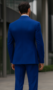 Fortino Landi Men's Classic-Fit Royal Blue Poplin Double-Breasted Suit