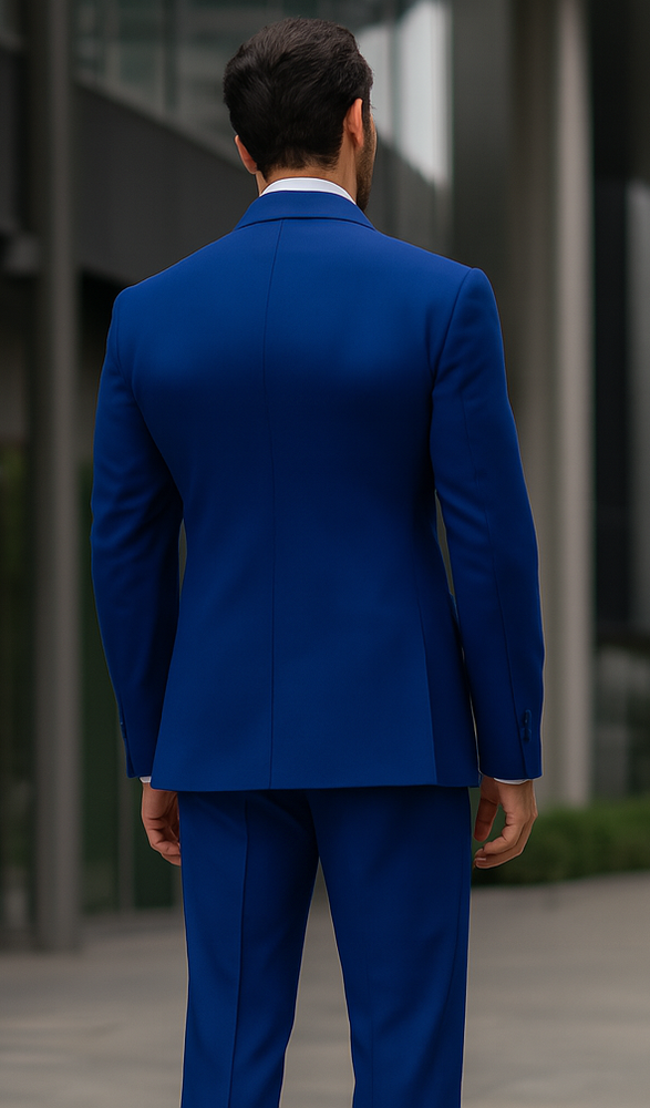 Fortino Landi Men's Classic-Fit Royal Blue Poplin Double-Breasted Suit