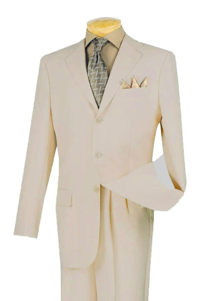 "Fortino Landi Mens Classic Tan Suit - 3 Button Regular Fit" - USA Men's Outlet