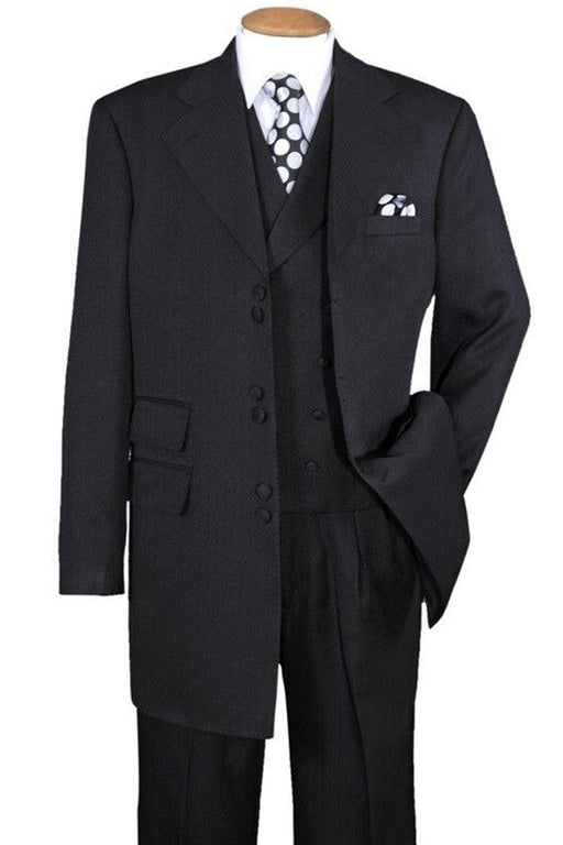 Fortino Landi Mens Vested Black Zoot Suit With Double Buttons - USA Men's Outlet