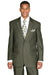 "Fortino Landi Olive Green 2-Button Diagonal Sharkskin Suit" - USA Men's Outlet