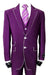 "Fortino Landi Purple Vested Tuxedo Suit: Sleek, Slim-Fit Sharkskin with White Piping" - USA Men's Outlet