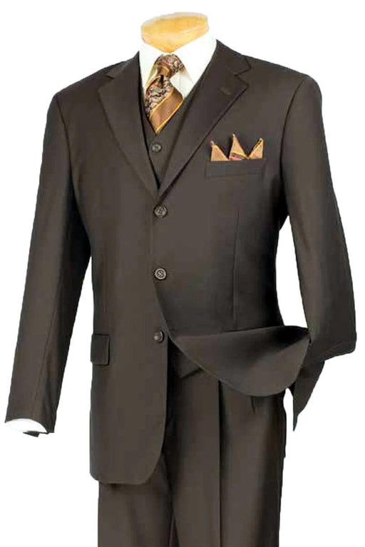 Fortino Landi's Classy Brown 3-Button Classic Fit Vested Suit - USA Men's Outlet