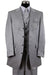 Fortino Landi Shiny Silver 4-Btn Semi-Wide Leg Stripe Suit - USA Men's Outlet