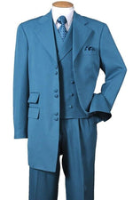 "Fortino Landi Turquoise Zoot Suit: Men's Double-Button Vested Fashion" - USA Men's Outlet