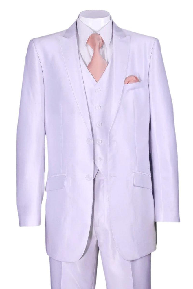 "Fortino Landi White Vested Slim Fit Sharkskin Suit: Dress to Impress" - USA Men's Outlet