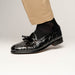 Zelli Franco Genuine Ostrich Quill Tassel Loafers in Black
