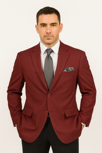 Burgundy Classic-Fit Poplin Club Blazer