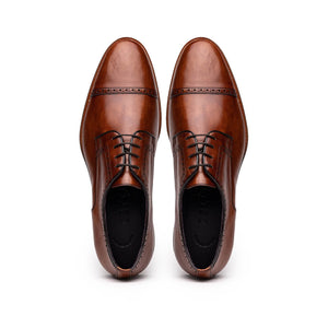 Zelli Giovanni Cap Toe Brogue Dress Shoes in Cognac with Textured Finish