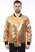 "Glitter In Style: Tazio's Men's Gold Sequin Bomber Jacket" - USA Men's Outlet