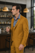 Men's Fashion Suit in Gold – Peak Lapel, Vested, Two Button Jacket