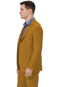 Men's Fashion Suit in Gold – Peak Lapel, Vested, Two Button Jacket