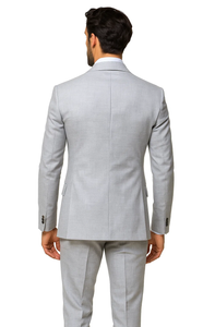 Grey One Button 3 Piece Suit by Rossiman