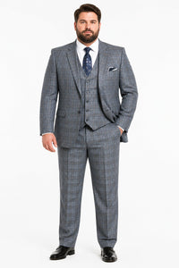 Big and Tall Suit - Grey Plaid Big and Tall 3 PC Suit