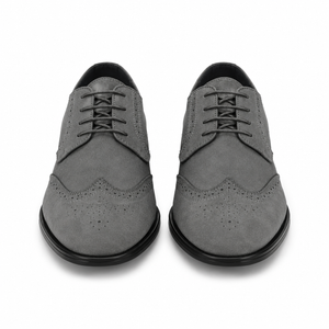 Polished Product Title: "Bravo Men's Grey Vegan Suede Wingtip Dress Shoe for Weddings & Proms"