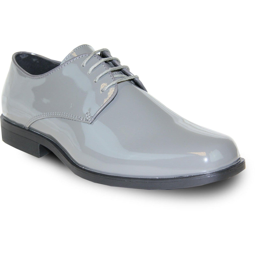 "Grey Patent Tuxedo Shoes by Bravo: Sleek Gloss & Unmistakable Class" - USA Men's Outlet