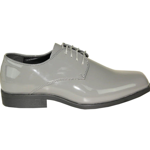 "Grey Patent Tuxedo Shoes by Bravo: Sleek Gloss & Unmistakable Class" - USA Men's Outlet