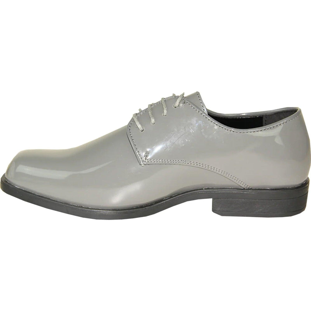 "Grey Patent Tuxedo Shoes by Bravo: Sleek Gloss & Unmistakable Class" - USA Men's Outlet