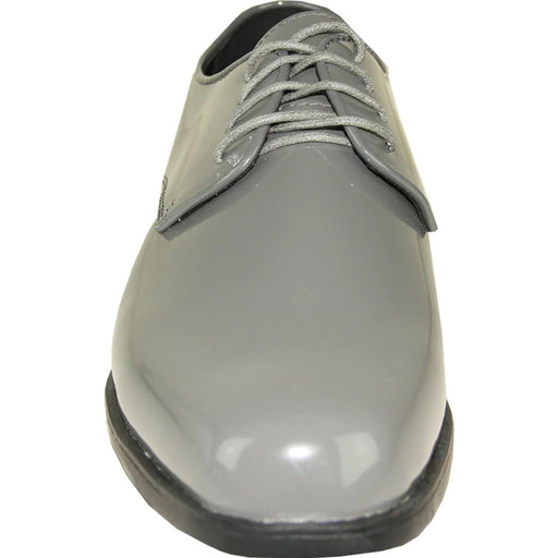 "Grey Patent Tuxedo Shoes by Bravo: Sleek Gloss & Unmistakable Class" - USA Men's Outlet