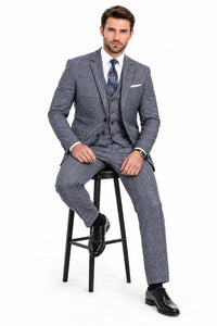 Big and Tall Suit - Grey Plaid Big and Tall 3 PC Suit