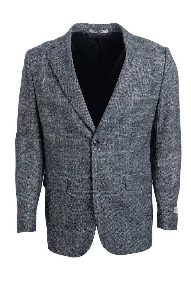 "Grey Plaid Men's Blazer by Stacy Adams with Two-Button Style" - USA Men's Outlet