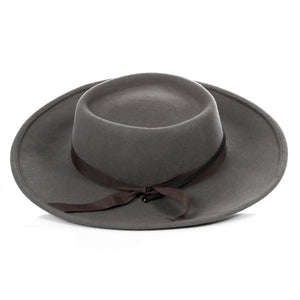 Grey Fedora Earp Wide Brim Hat