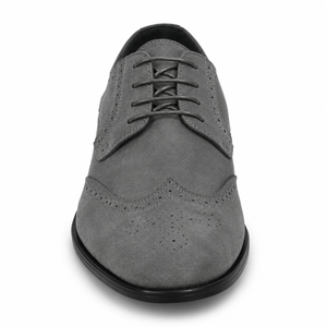 Polished Product Title: "Bravo Men's Grey Vegan Suede Wingtip Dress Shoe for Weddings & Proms"