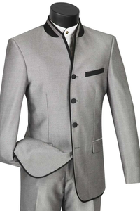 Designer Gray Prom Tuxedo - Grey Wedding  4 Button Suit