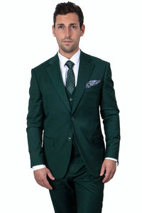 Stacy Adams Men's Hunter Green Basic Vested Suit