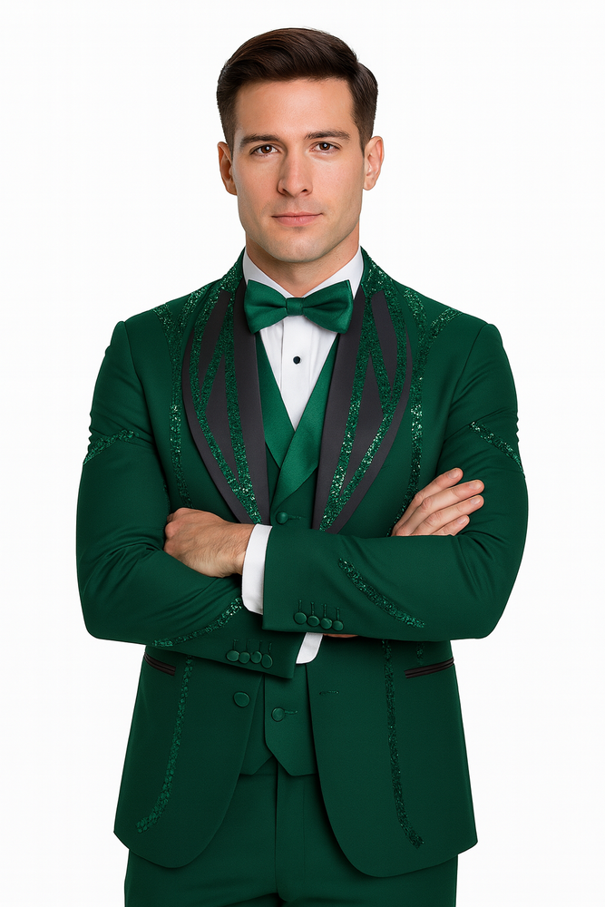 Hunter Green Italian Wool 3-Piece Modern Fit Tuxedo