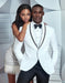 Mens Designer White & Black Trim Traditional Dinner Jacket Tuxedo - Men's Tuxedo USA