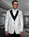 Mens Shiny Flower Pattern Paisley Tuxedo in White - Men's Tuxedo USA