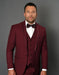 Mens One Button Satin Trim Shawl Tuxedo in Burgundy Wool - Men's Tuxedo USA