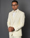 Mens One Button Satin Trim Shawl Tuxedo in Ivory Wool - Men's Tuxedo USA